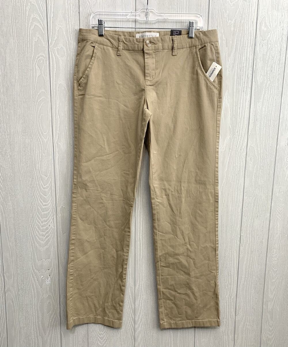 Aeropostale Classic Twill Pant Low Rise Tan Khaki Size 10R NWT